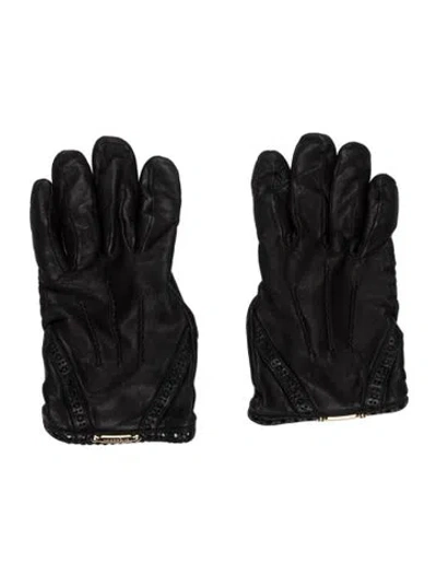 Pre-owned Burberry Leather Gloves In Black