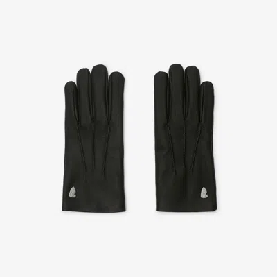Burberry Leather B Shield Gloves In Black