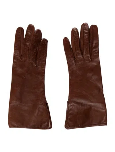 Pre-owned Burberry Leather Gloves In Brown