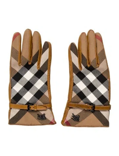 Pre-owned Burberry Leather Gloves In Brown