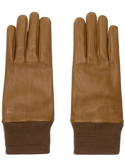 Burberry Leather Gloves In Brown