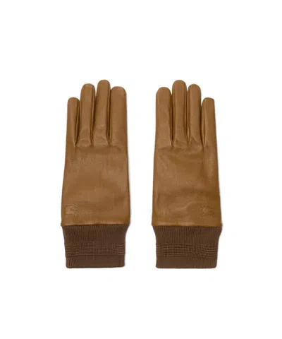 Burberry Leather Gloves In Brown