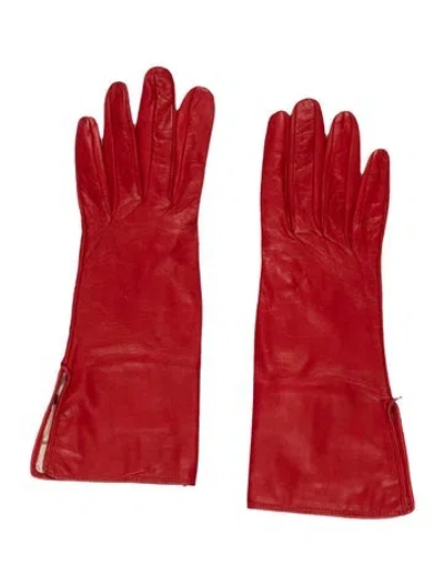 Pre-owned Burberry Leather Gloves In Red