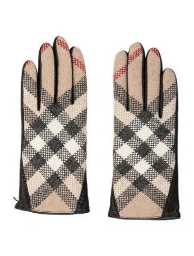 Pre-owned Burberry Leather Gloves W/tags In Black