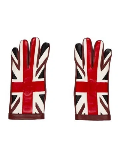 Pre-owned Burberry Leather Gloves W/tags In Burgundy