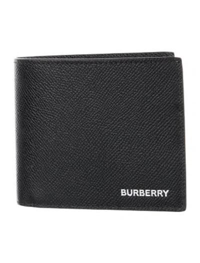 Pre-owned Burberry Leather Graphic Print Bifold Wallet In Black
