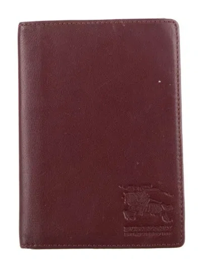 Pre-owned Burberry Leather Graphic Print Bifold Wallet In Burgundy