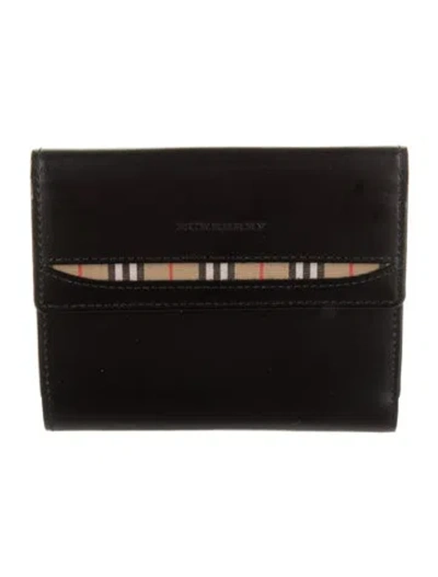 Pre-owned Burberry Leather Graphic Print Card Holder In Black