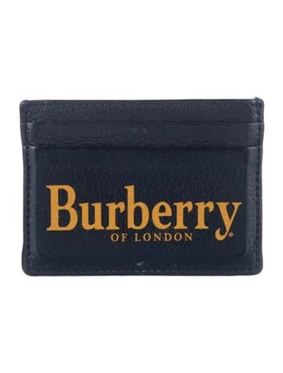 Pre-owned Burberry Leather Graphic Print Card Holder In Blue