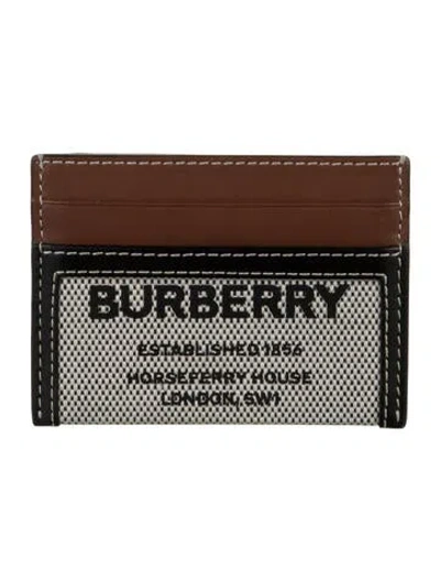 Pre-owned Burberry Leather Graphic Print Card Holder In Brown