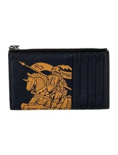 Pre-owned Burberry Leather Graphic Print Card Holder In Green