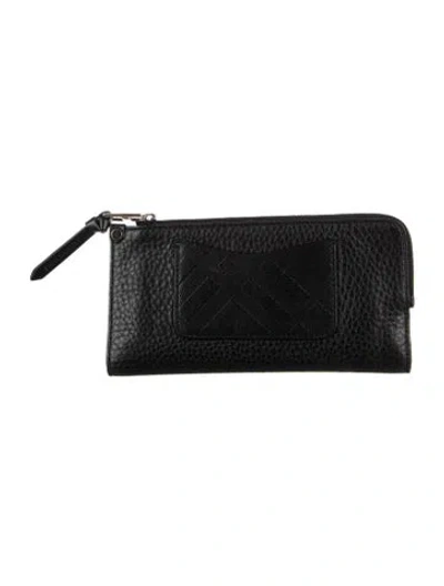 Pre-owned Burberry Leather Graphic Print Continental Wallet In Black