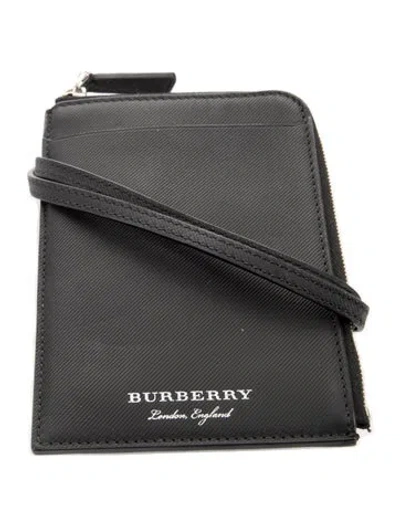 Pre-owned Burberry Leather Graphic Print Wallet In Black
