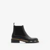 Burberry Smooth Leather Boots With Mesh Side Panels And Textured Detailing