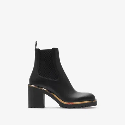 Burberry Leather Gravel Heel Chelsea Boots​ In Black