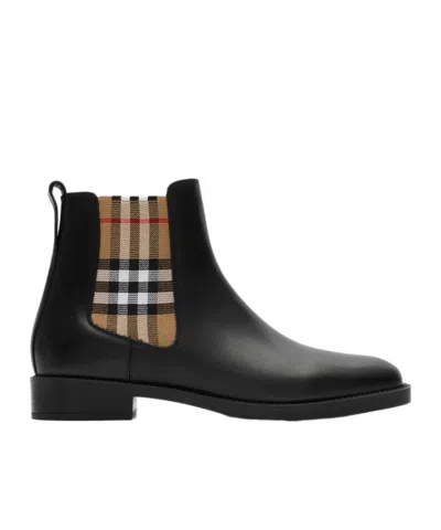 Burberry Leather Hampstead Boots In Black