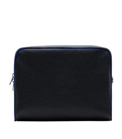 Burberry Leather Heritage Ekd Pouch In Blue