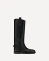 Burberry Women Black Boots With Side Logo Plaque In Leather Woman In Black