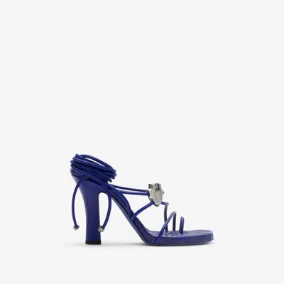 Burberry Leather Ivy Shield Heeled Sandals In Knight