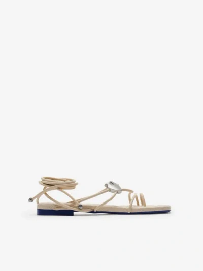 Burberry Leather Ivy Shield Sandals In Neutral
