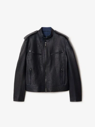 Burberry Leather Jacket In Black