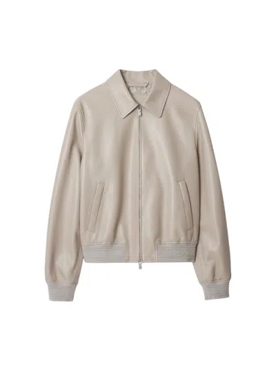 Burberry Leather Jacket Heron In Neutrals