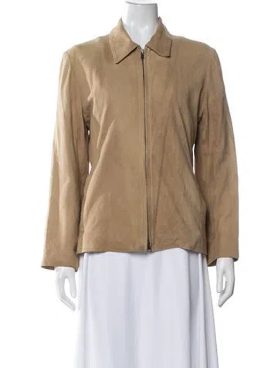 Pre-owned Burberry Leather Jacket In Neutral