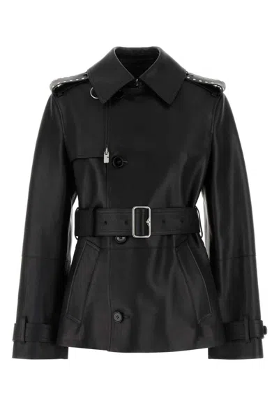 Burberry Leather Jackets In Black