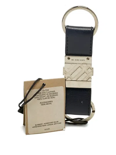 Pre-owned Burberry Leather Keyring In Blue