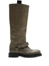 Burberry Women Leather Saddle High Boots In Green