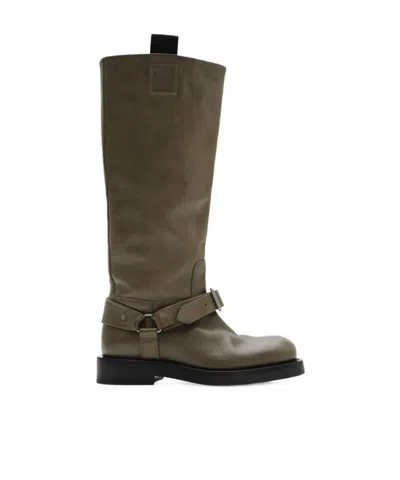 BURBERRY BURBERRY BUCKLE-DETAILED ROUND-TOE BOOTS
