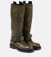 Burberry Women Leather Saddle High Boots In Grün