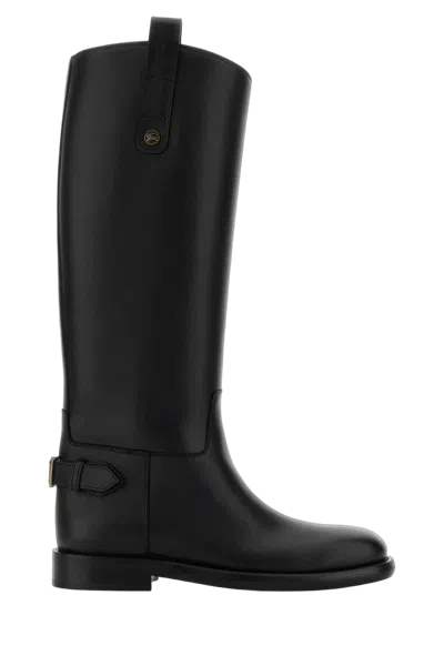 Burberry Leather Knee-high Boot In Black
