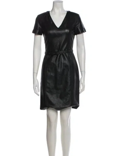 Pre-owned Burberry Leather Knee-length Dress In Black