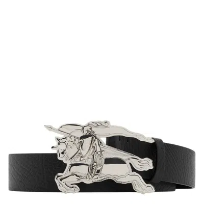 Burberry Leather Knight Buckle Belt In Black