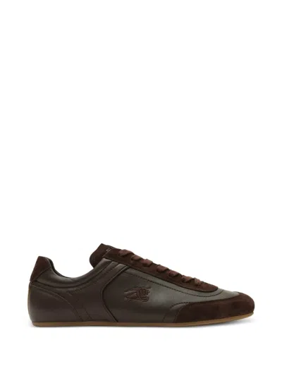 Burberry Brown Leather And Suede Sneakers In Black
