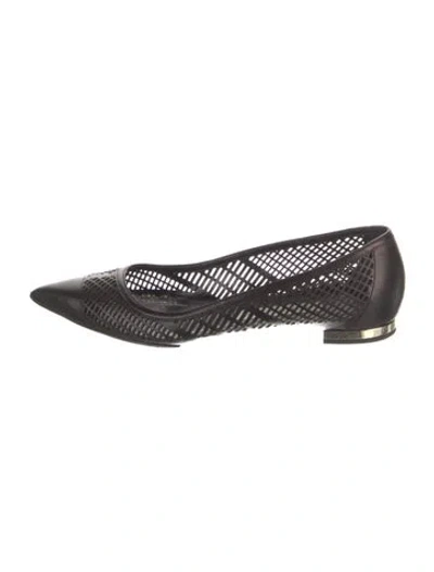 Pre-owned Burberry Leather Lace Pattern Ballet Flats In Black