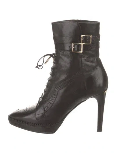 Pre-owned Burberry Leather Lace-up Boots In Black