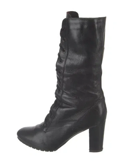 Pre-owned Burberry Leather Lace-up Boots In Black