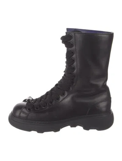 Pre-owned Burberry Leather Lace-up Boots In Blue
