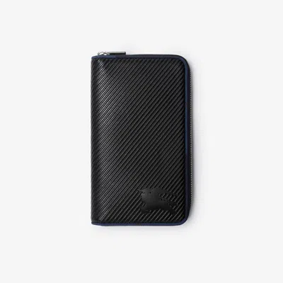 Burberry Leather Large Heritage Zip Wallet In Black