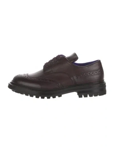 Pre-owned Burberry Leather Lasercut Accents Brogues In Brown
