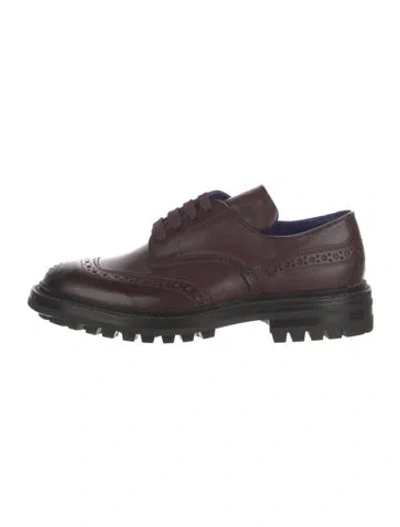 Pre-owned Burberry Leather Lasercut Accents Brogues In Burgundy