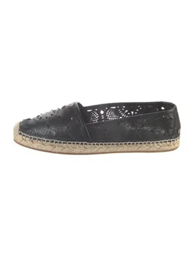 Pre-owned Burberry Leather Lasercut Accents Espadrilles In Black