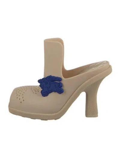 Pre-owned Burberry Leather Lasercut Accents Mules In Neutral