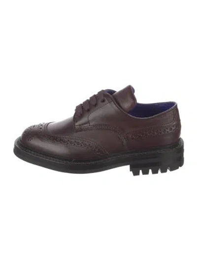 Pre-owned Burberry Leather Lasercut Accents Oxfords In Brown