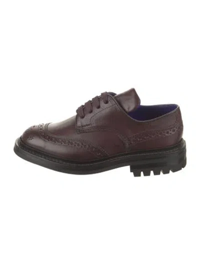 Pre-owned Burberry Leather Lasercut Accents Oxfords In Burgundy