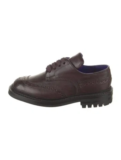 Pre-owned Burberry Leather Lasercut Accents Oxfords In Burgundy
