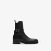 Burberry Round Toe Leather Ankle Boots With Pull Tab In Black