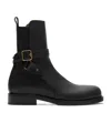 Burberry Round Toe Leather Ankle Boots With Pull Tab In Black